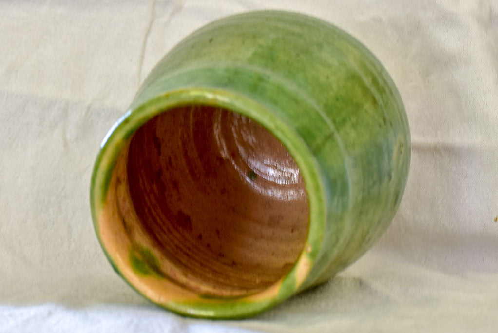 20th Century green glazed preserving pot from Dieulefit 7½"