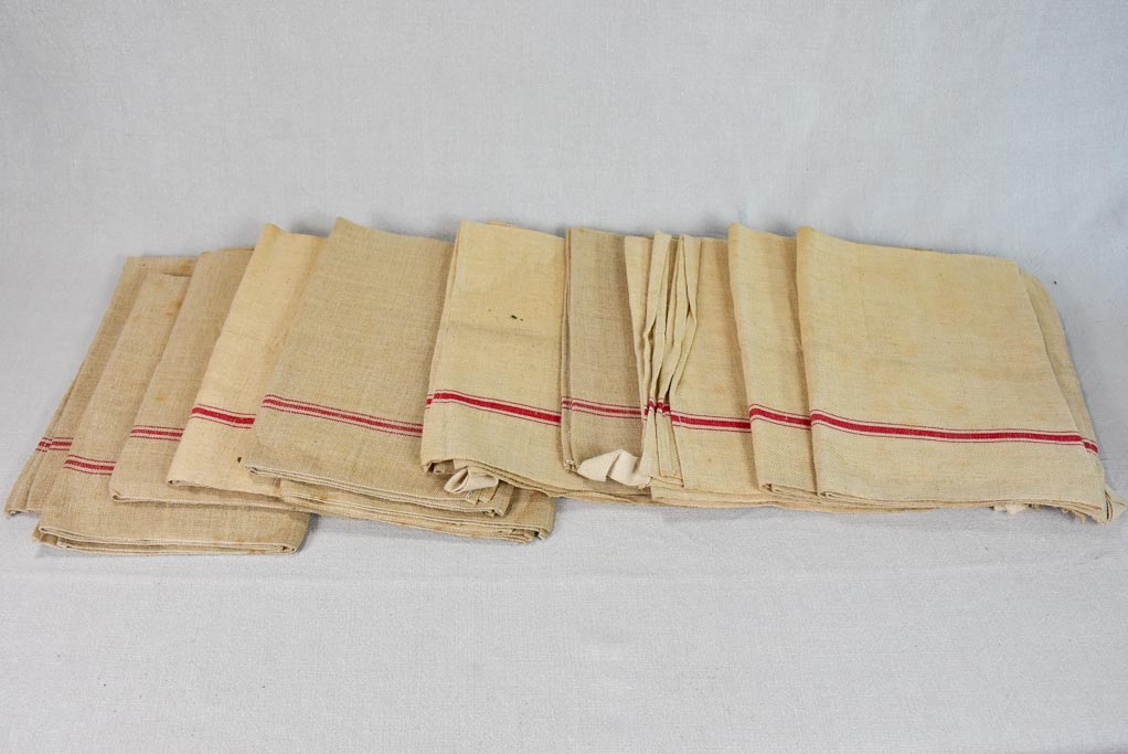 10 antique French Hemp tea towels 23¼" x 30"