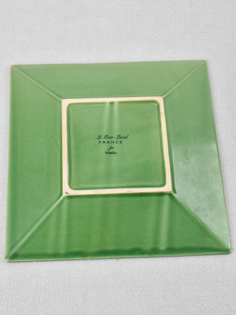 Set of of 24 square plates with green glaze 7½" & 9¾"