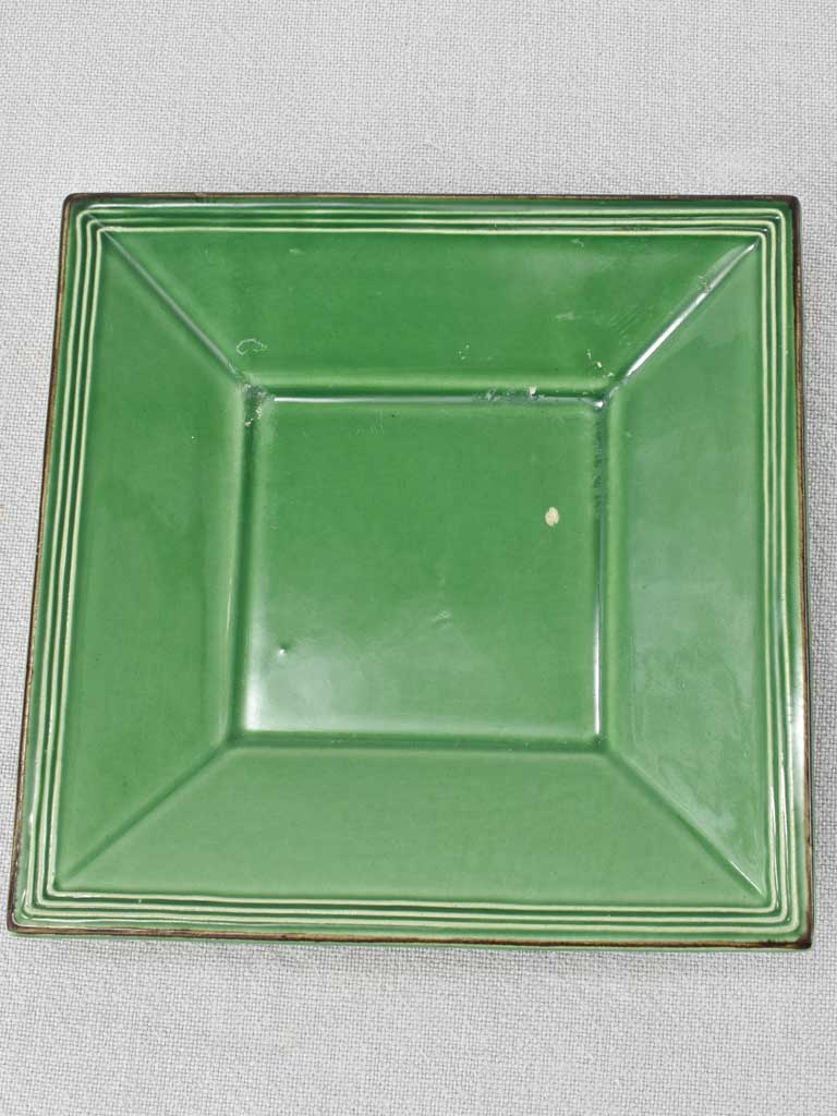 Set of of 24 square plates with green glaze 7½" & 9¾"