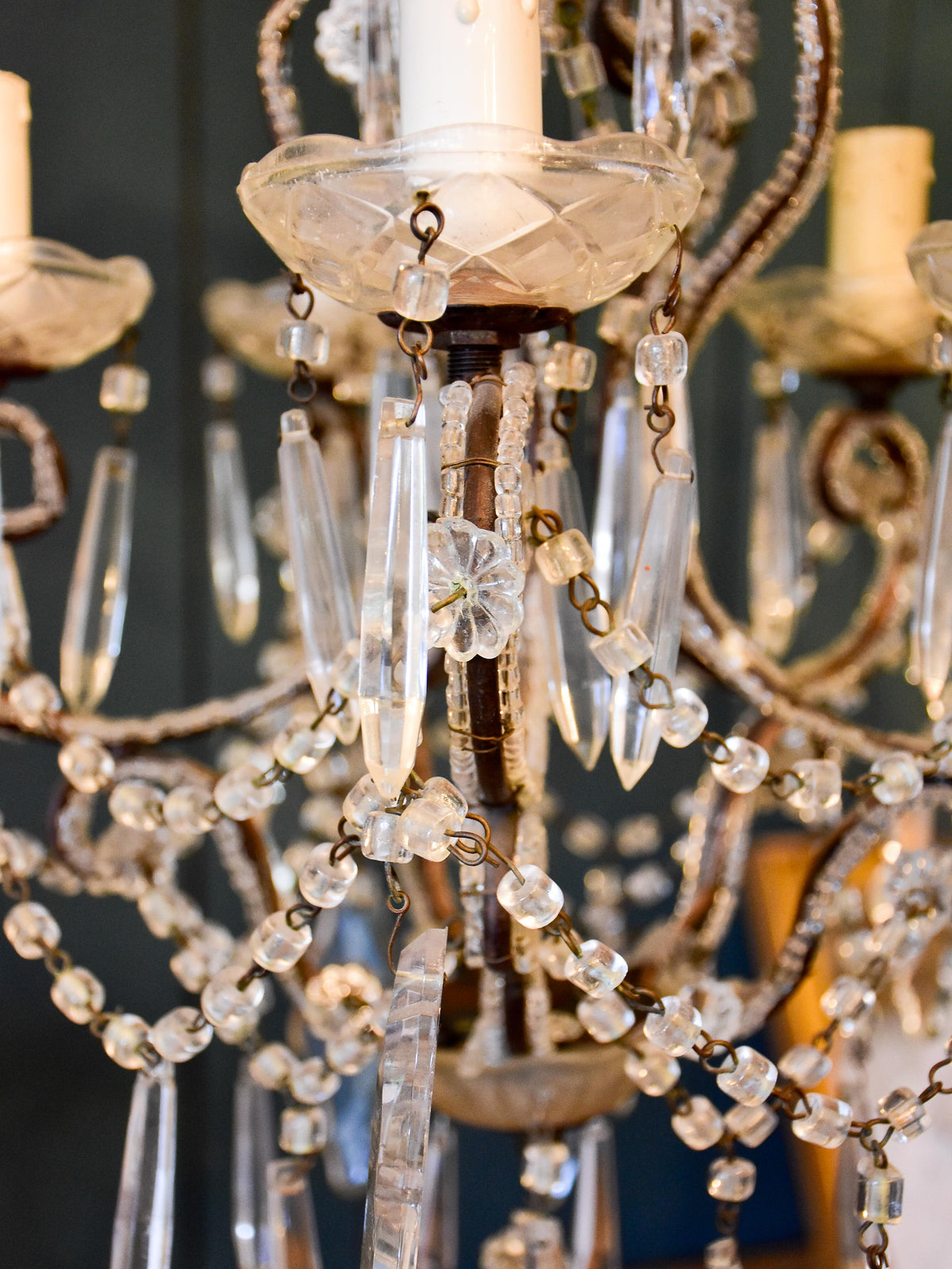 False pair of mid century Italian chandeliers