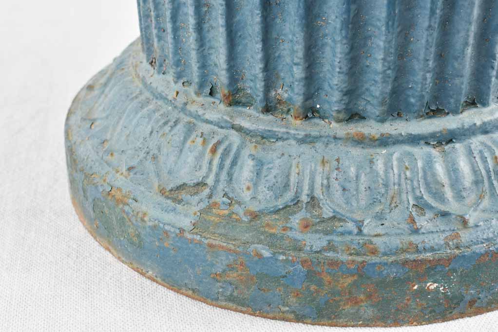 Pair of 19th century cast iron planters w/ blue paint finish 12¼"