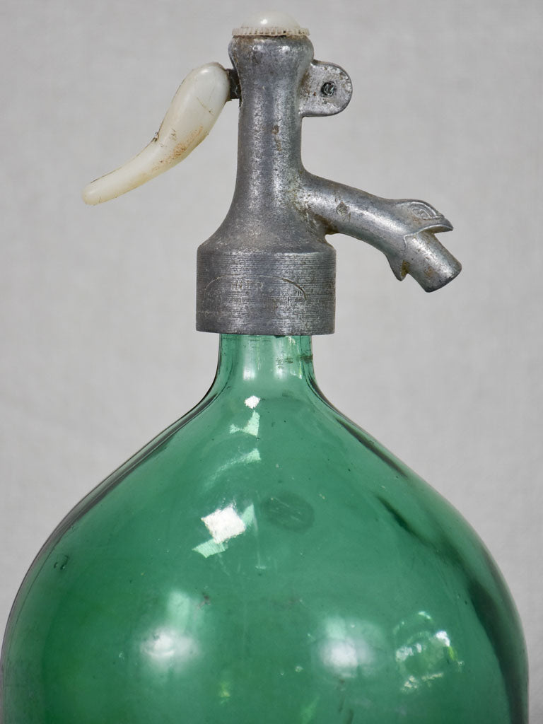 Large antique seltzer bottle - green 14½"