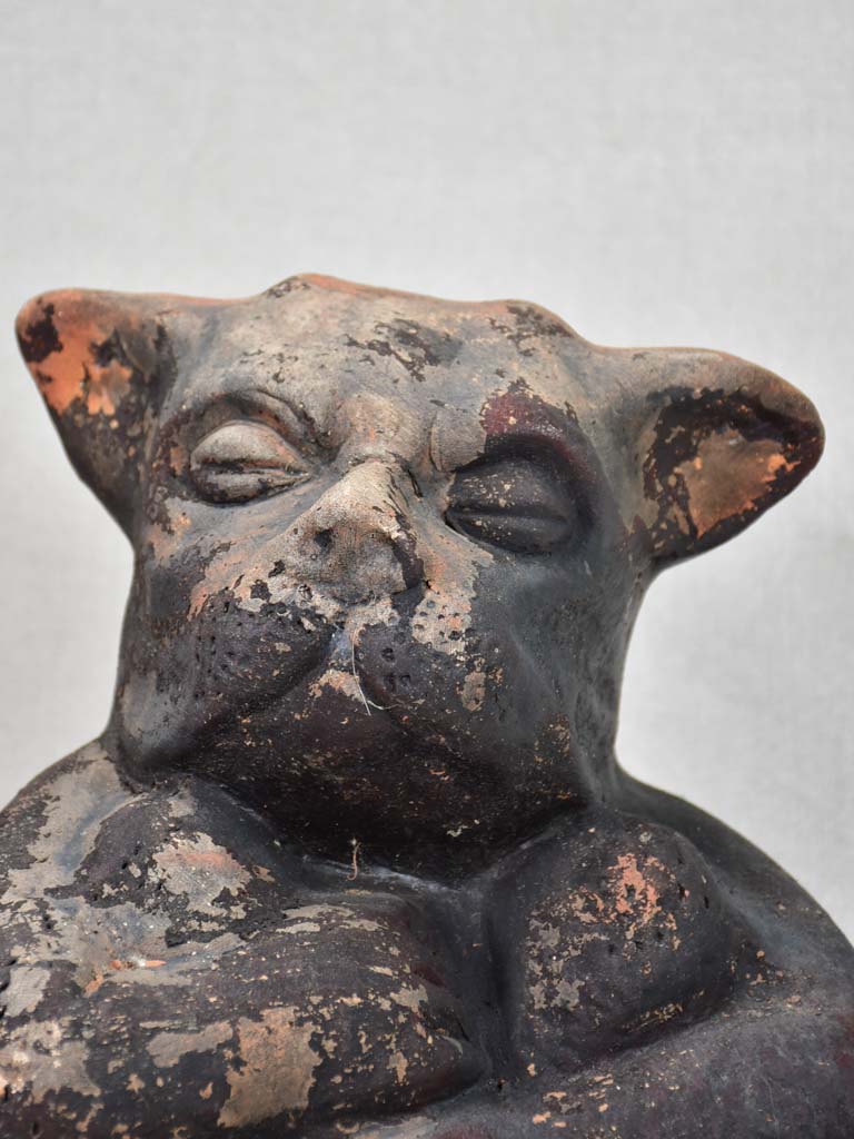 Vintage clay gargoyle sculpture