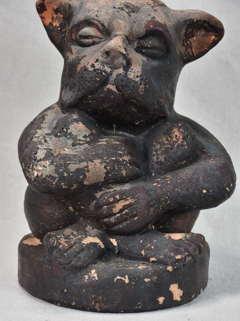 Vintage clay gargoyle sculpture