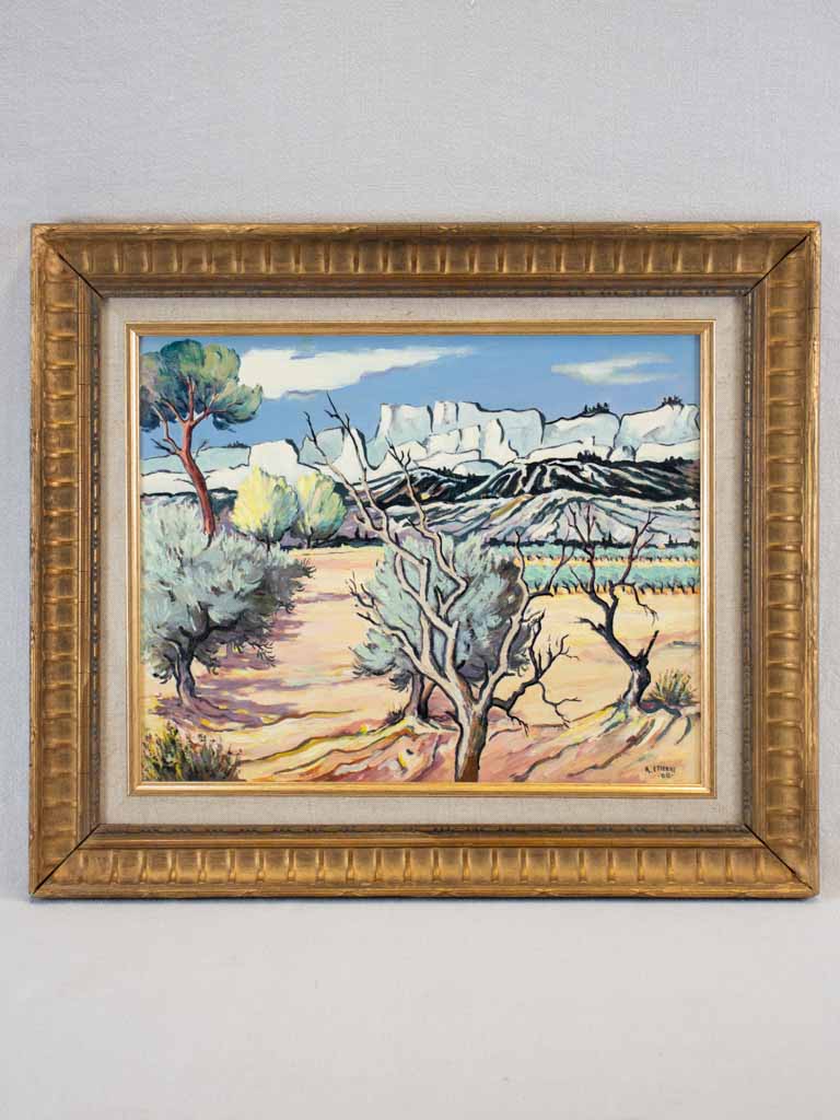 Vintage Gouache Landscape Painting by Etienne