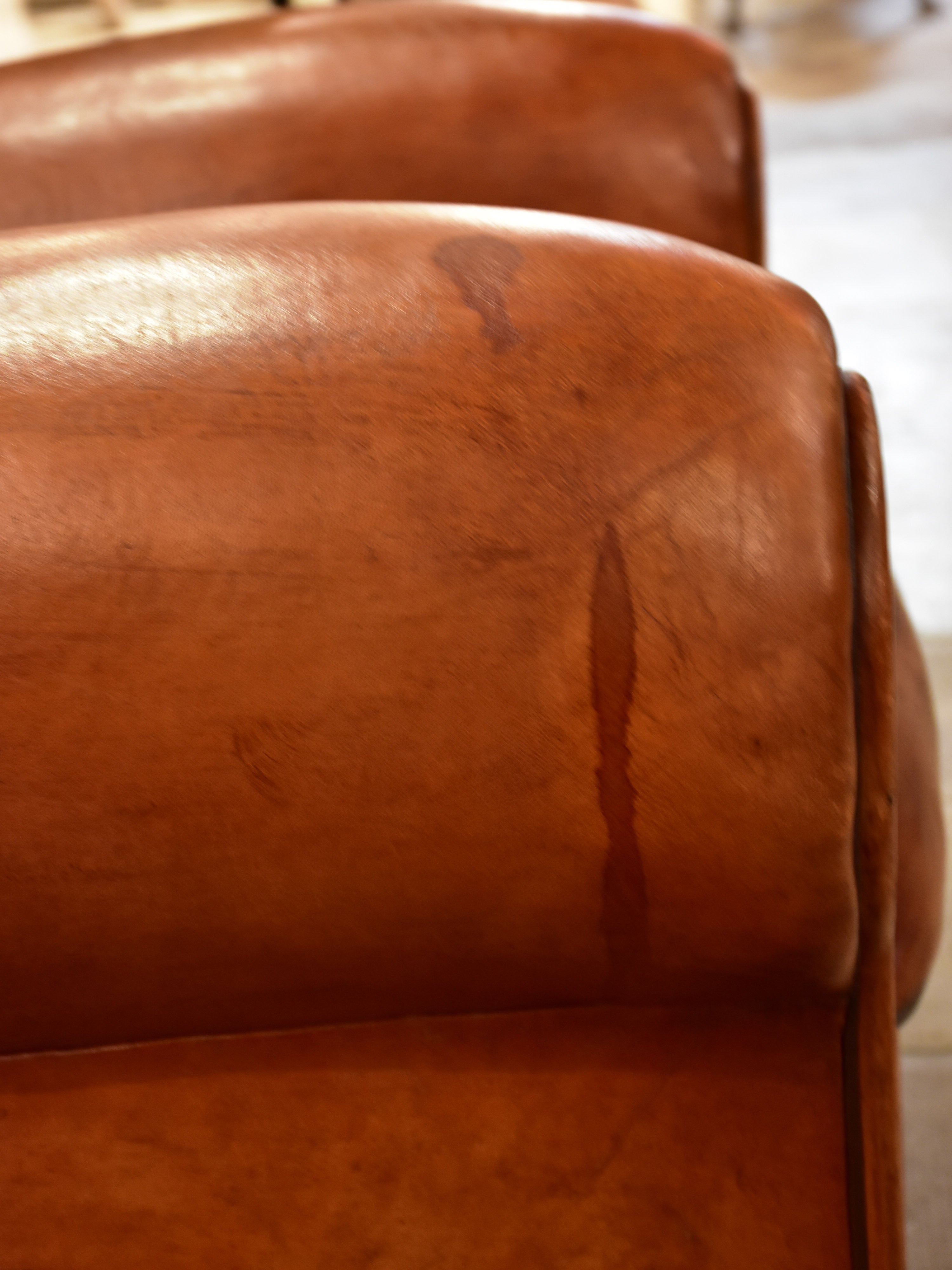 Pair of French moustache back club chairs