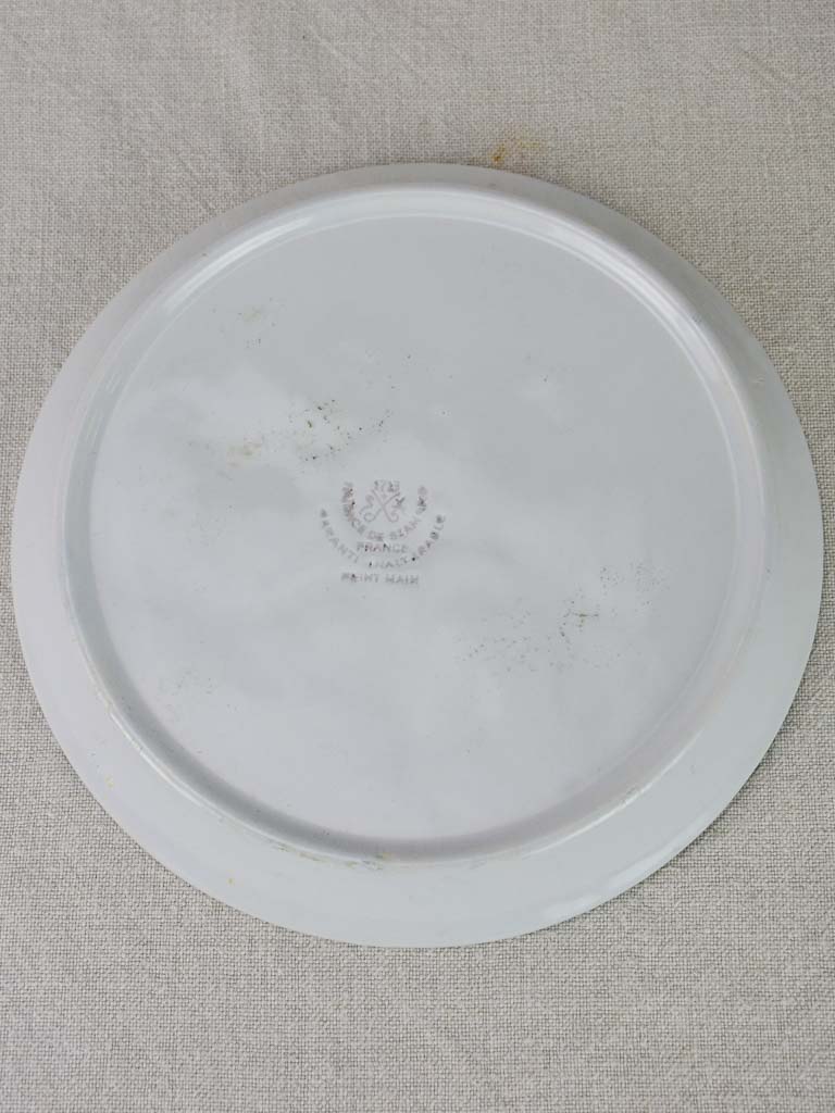 Collection of 10 French oyster plates and platter - hand painted