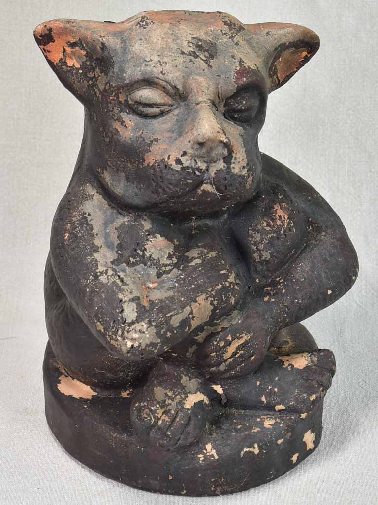 Vintage clay gargoyle sculpture
