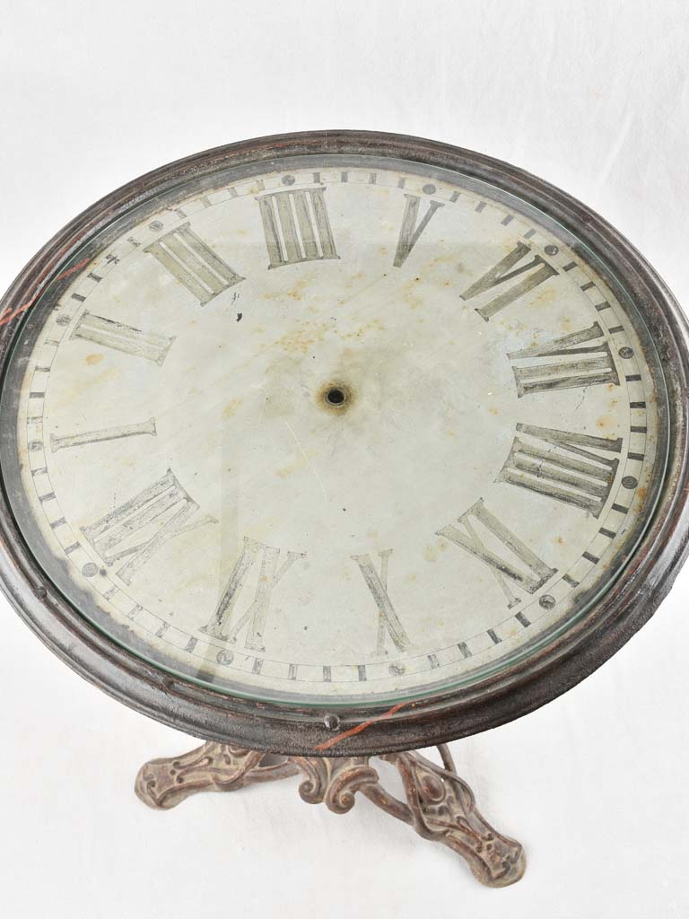 Art Deco French bistro table with clock face top 25¼"