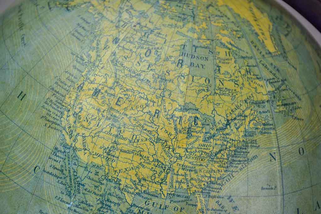 Napoleon III style world globe 21¾"