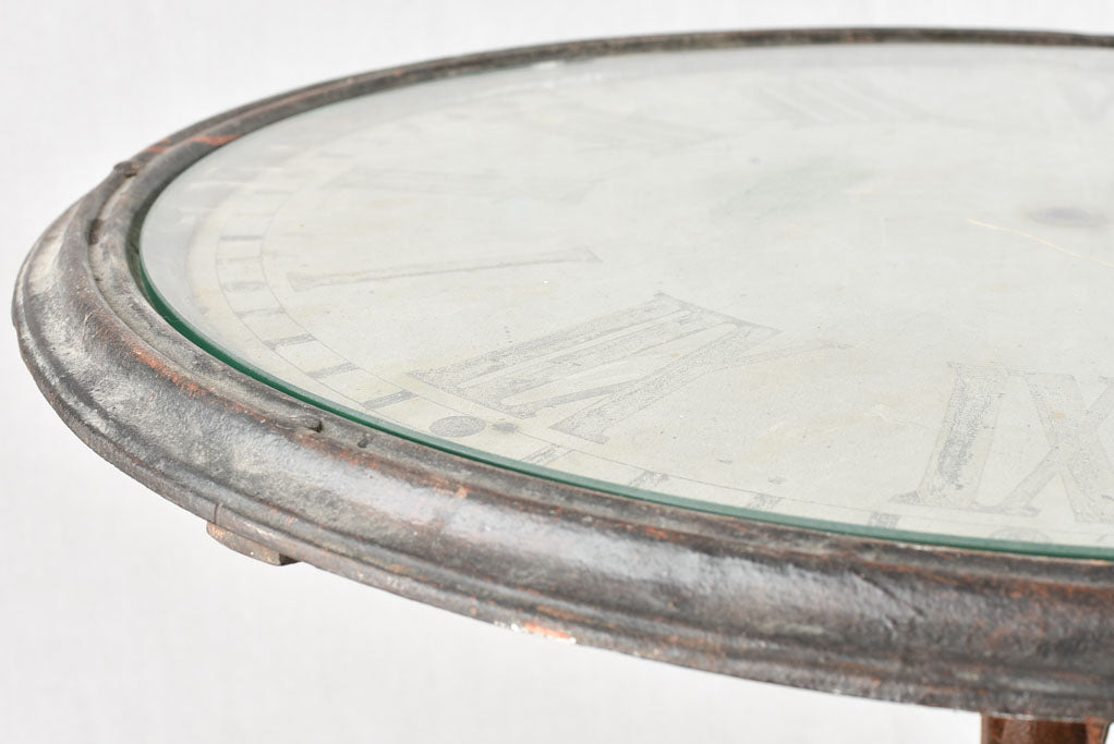 Art Deco French bistro table with clock face top 25¼"