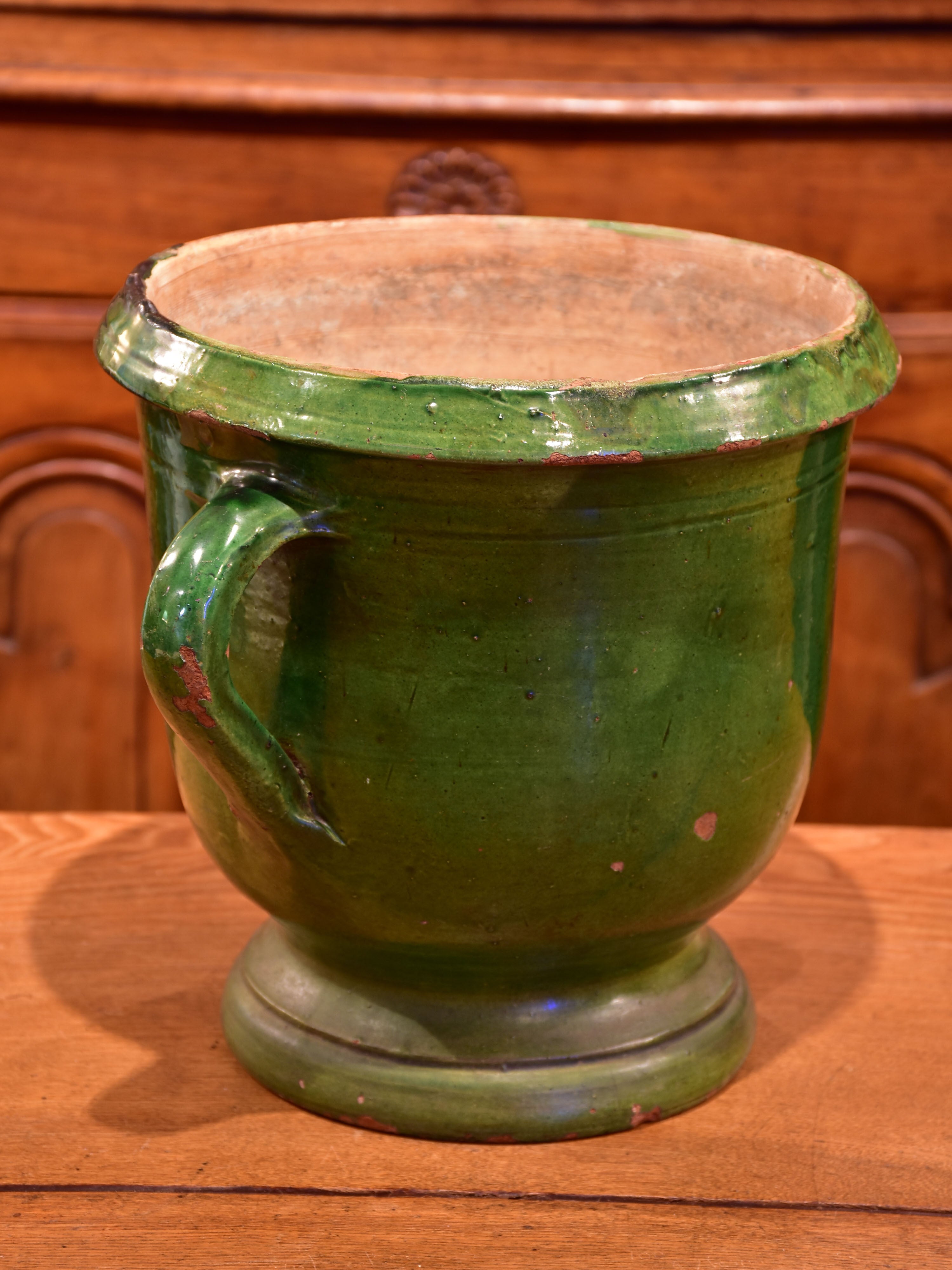 19th century Castelnaudary planter with green glaze