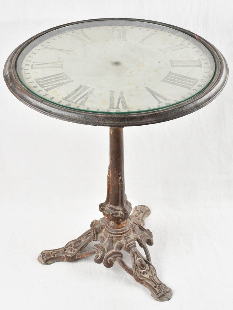 Art Deco French bistro table with clock face top 25¼"