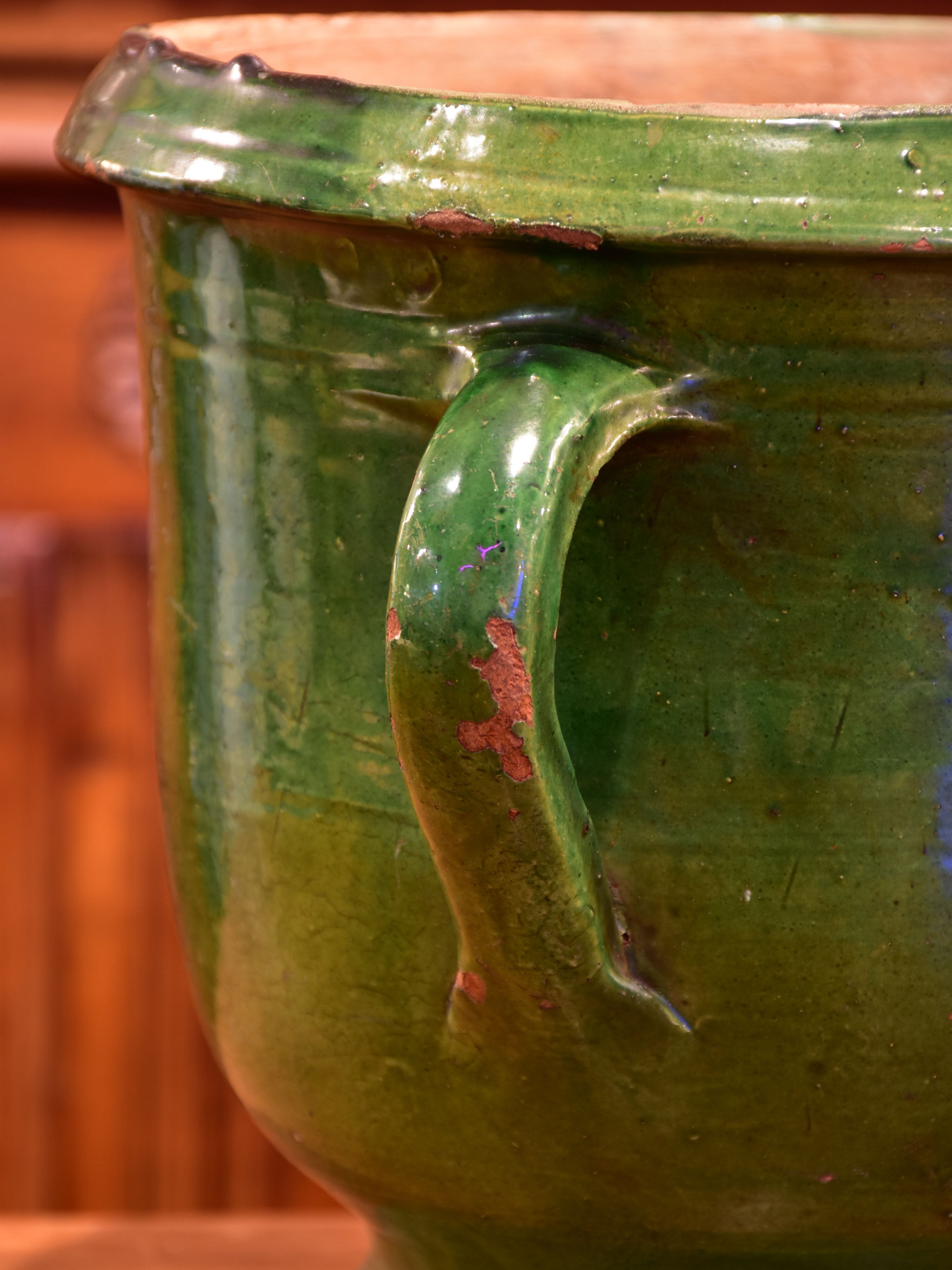 19th century Castelnaudary planter with green glaze