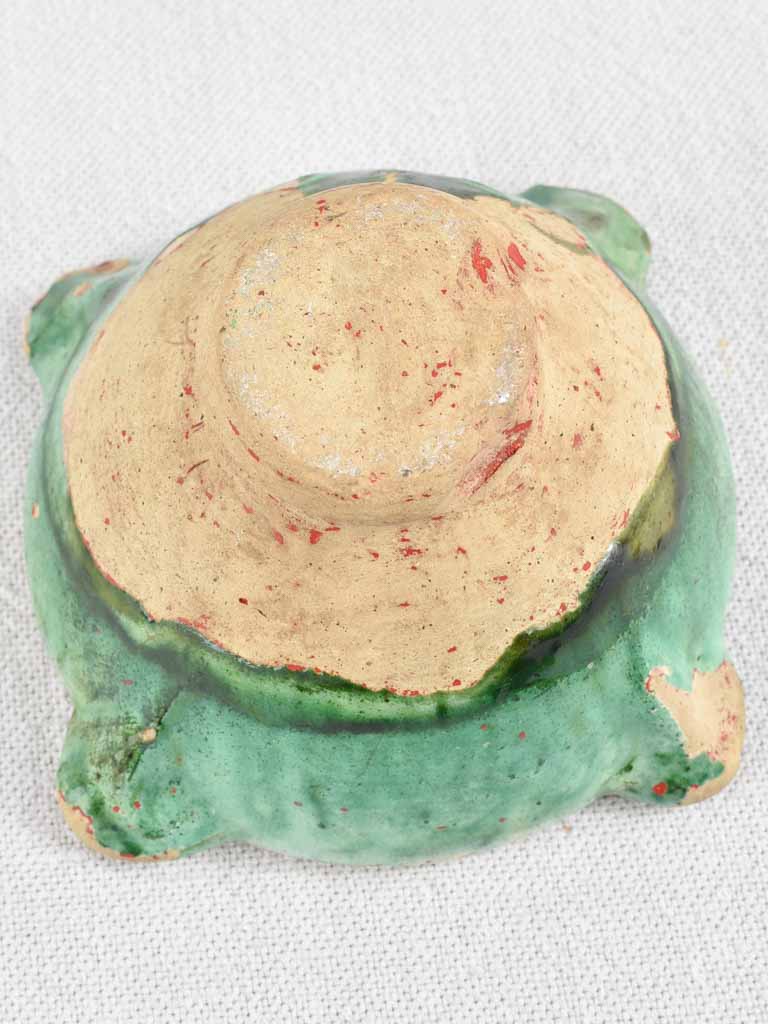 Small terracotta mortar w/ green glaze 2¾"