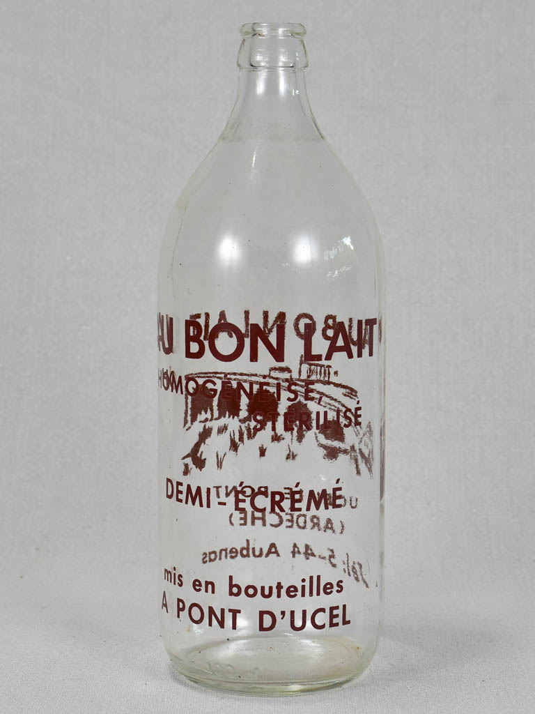Collection of seven 1950's French milk bottles