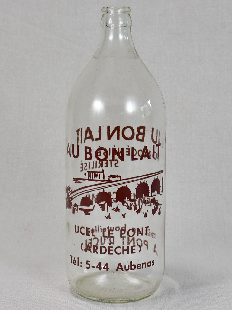 Collection of seven 1950's French milk bottles