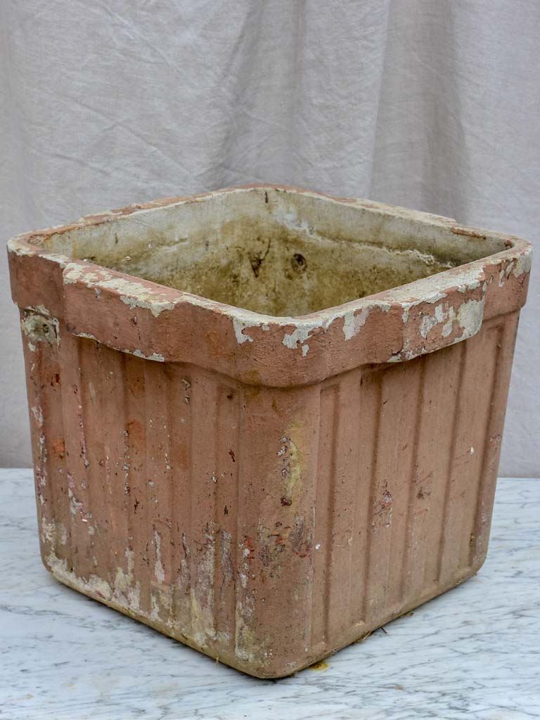 Mid-century Willy Guhl ribbed square planter