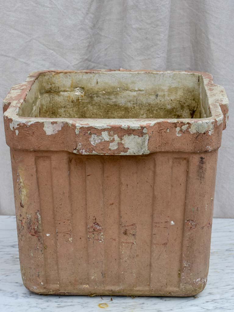 Mid-century Willy Guhl ribbed square planter