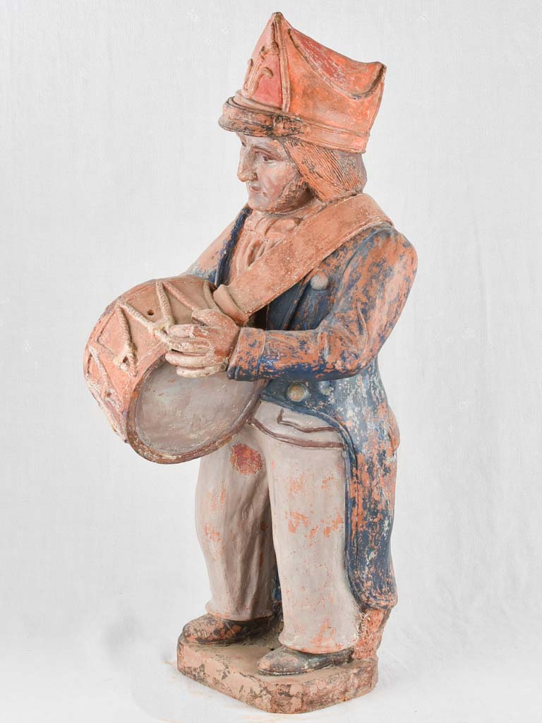 19th century clay sculpture of a drummer boy 36¼"