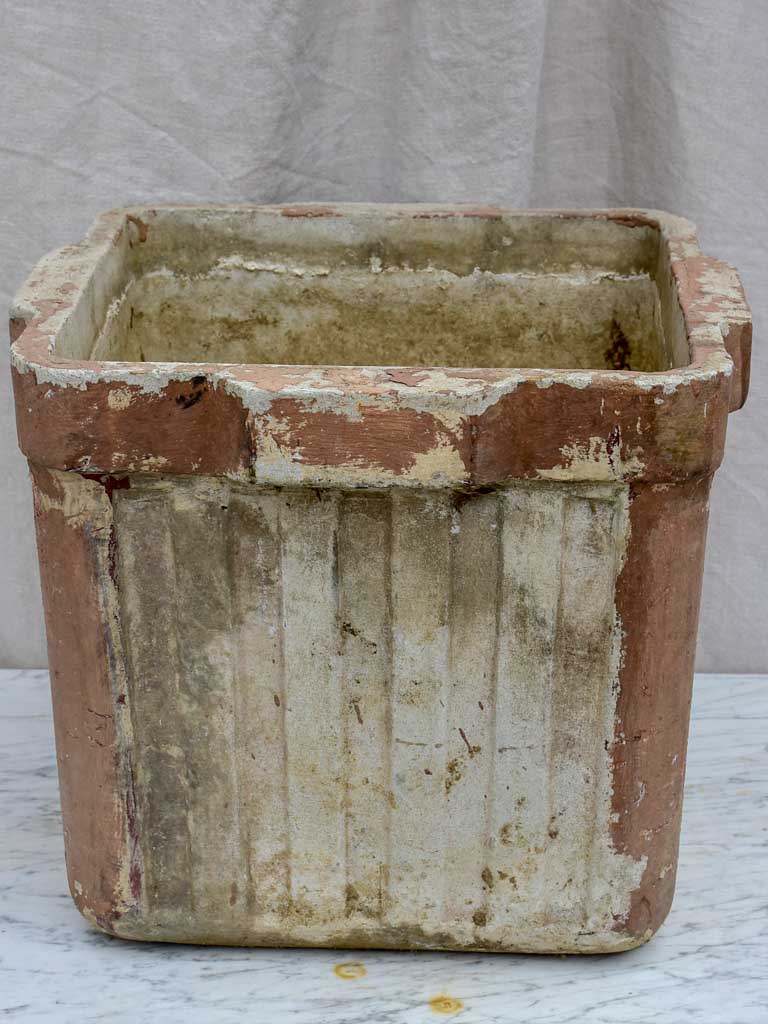 Mid-century Willy Guhl ribbed square planter