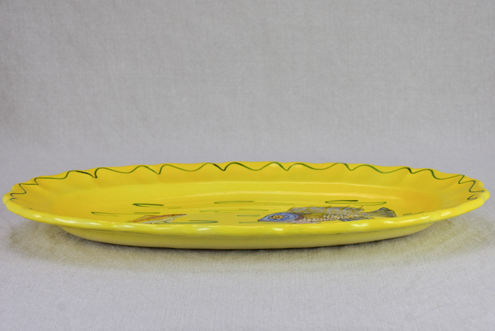 12 plate vintage hand painted French fish service - Louis Sicard Aubagne