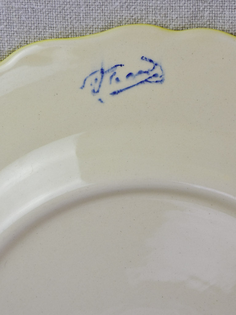 12 plate vintage hand painted French fish service - Louis Sicard Aubagne