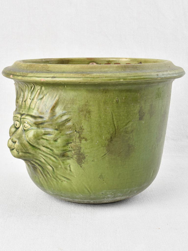 Vintage Terracotta Cache-Pot with Green Glaze