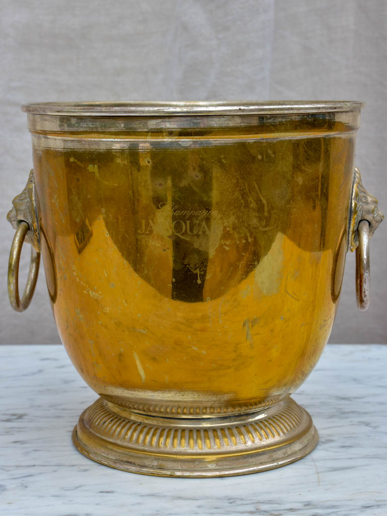 Mid-century French champagne bucket with lion's head handles - Champagne Jacquart