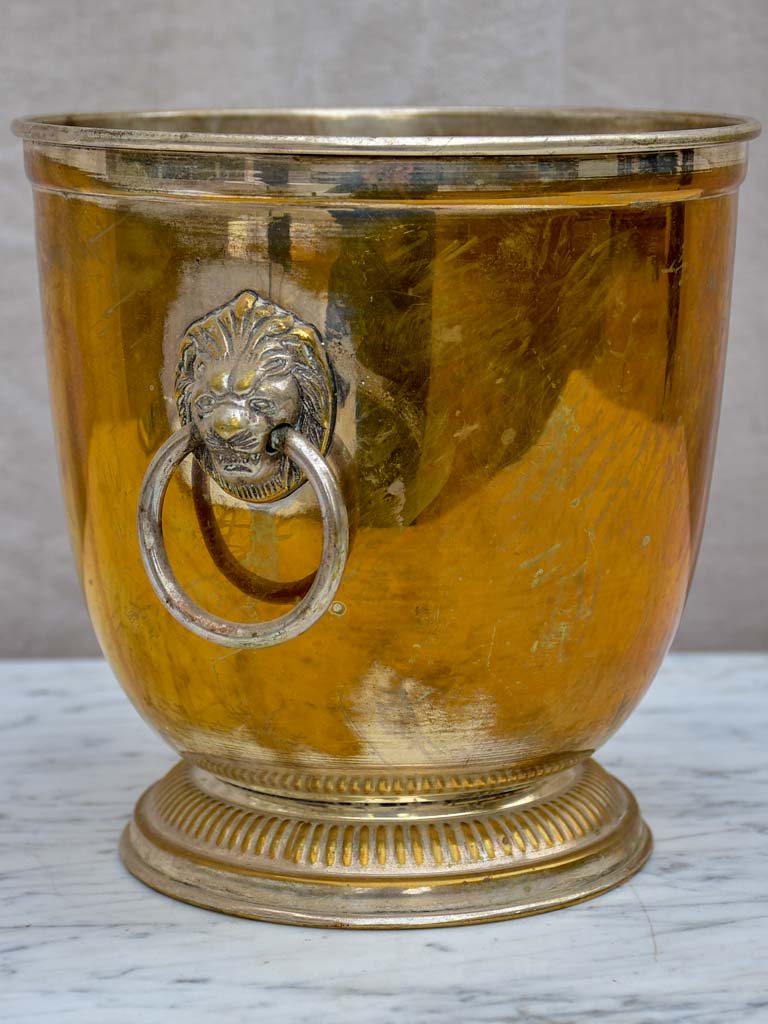 Mid-century French champagne bucket with lion's head handles - Champagne Jacquart
