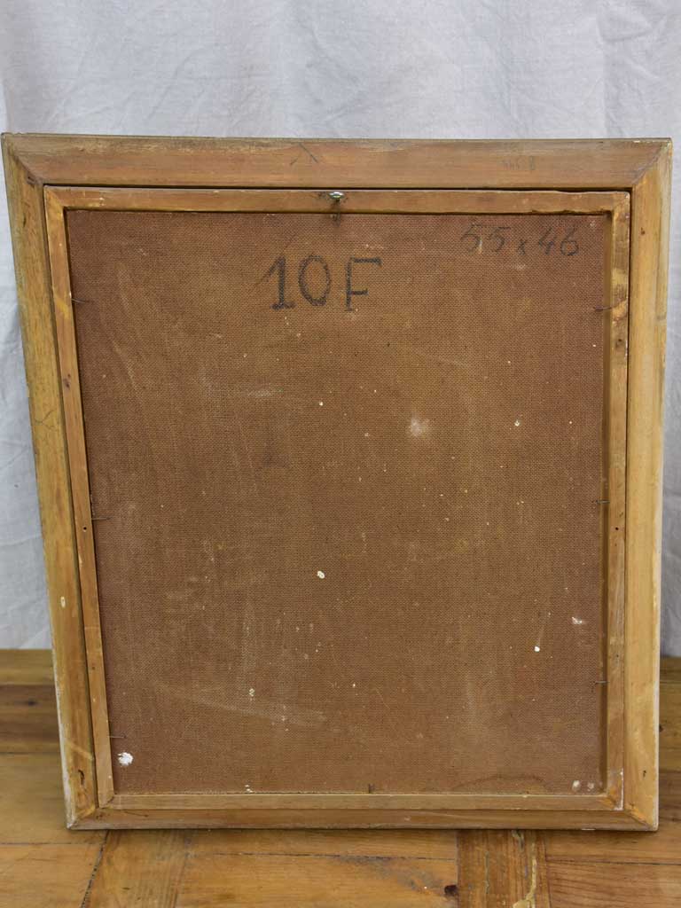 Antique French painting of a Provincial village, 1940's - 22 ½ x 26 ½""
