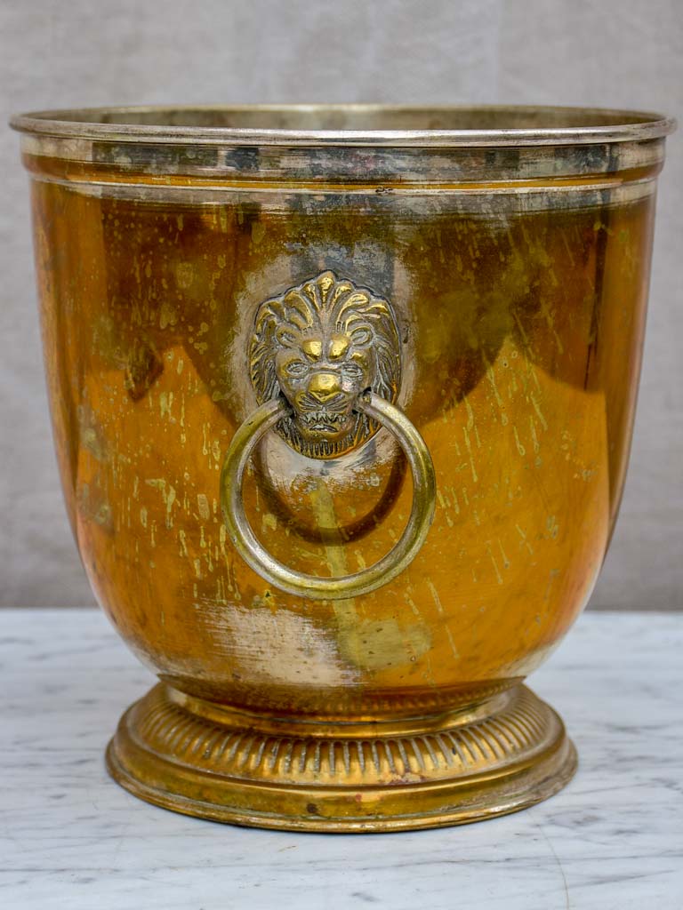 Mid-century French champagne bucket with lion's head handles - Champagne Jacquart