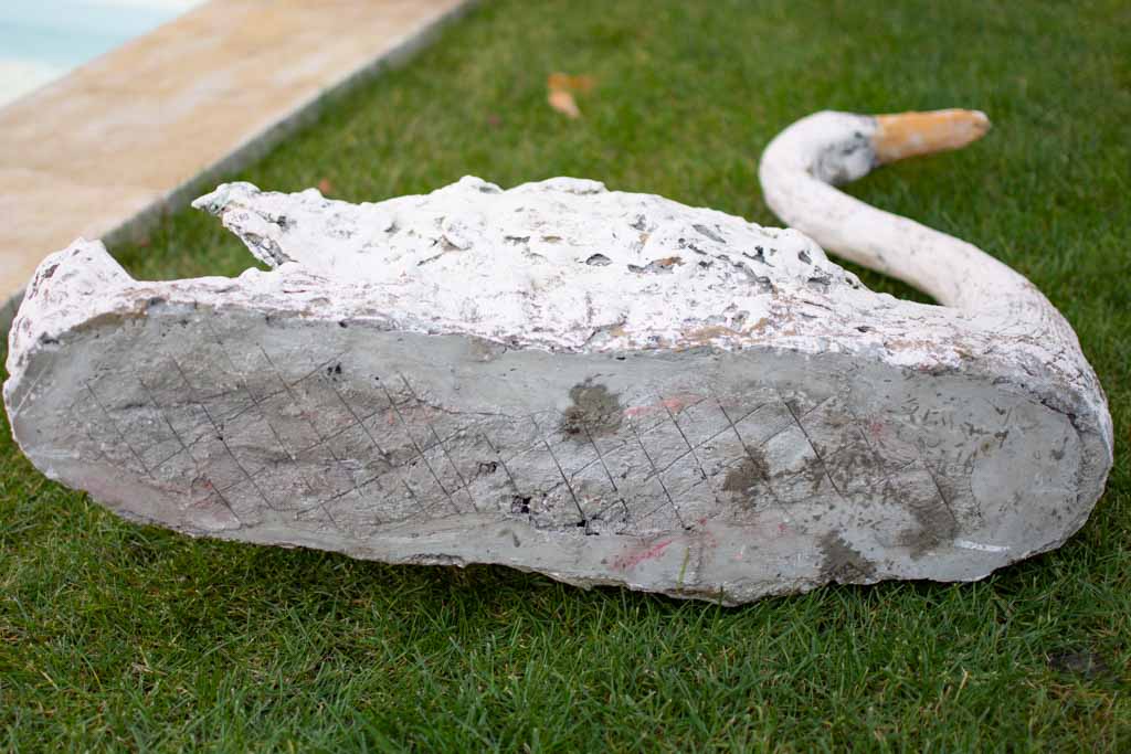 Large cement garden swan