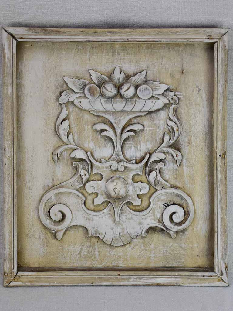 Salvaged boiserie with fruit basket motifs 17" x 19¼"