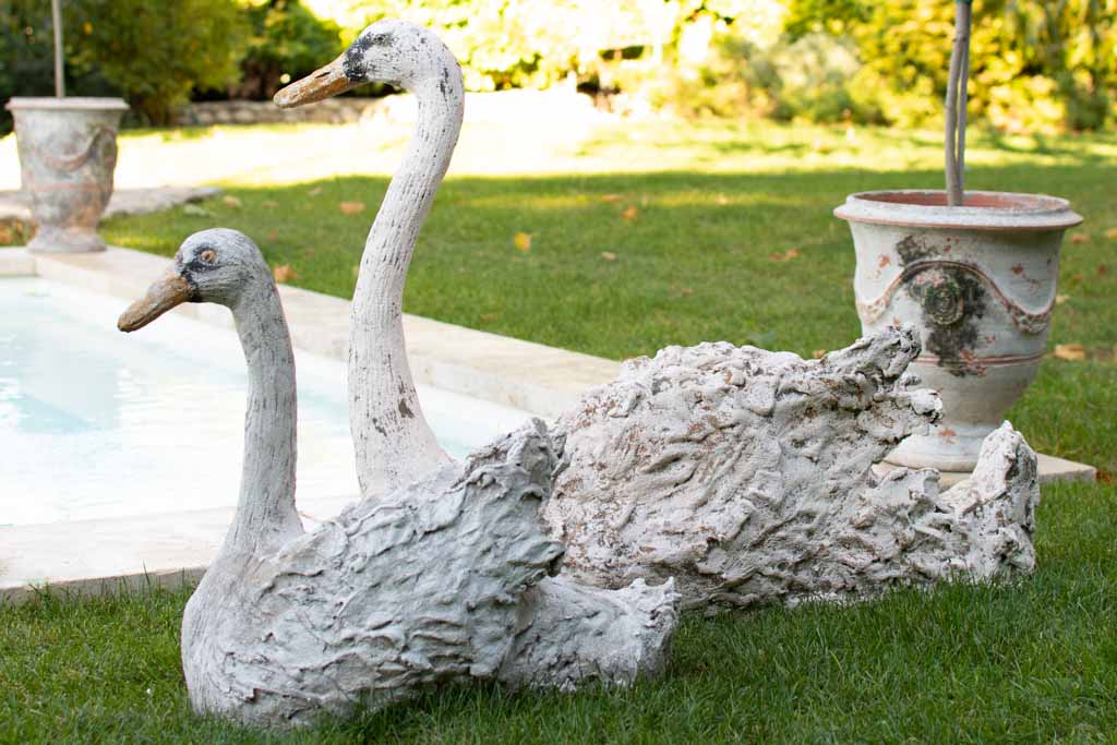 Large cement garden swan