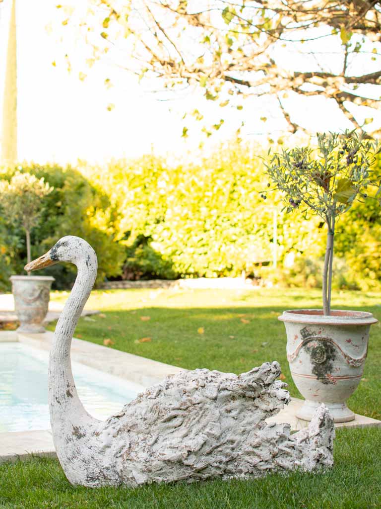 Large cement garden swan