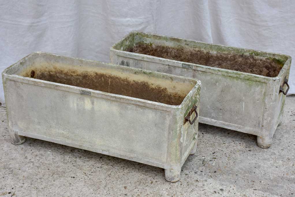 Pair of mid-century French rectangular garden planters / window boxes - Chanal Paris