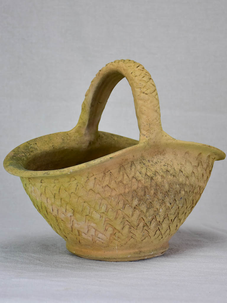 Vintage French terracotta basket planter 13¾"