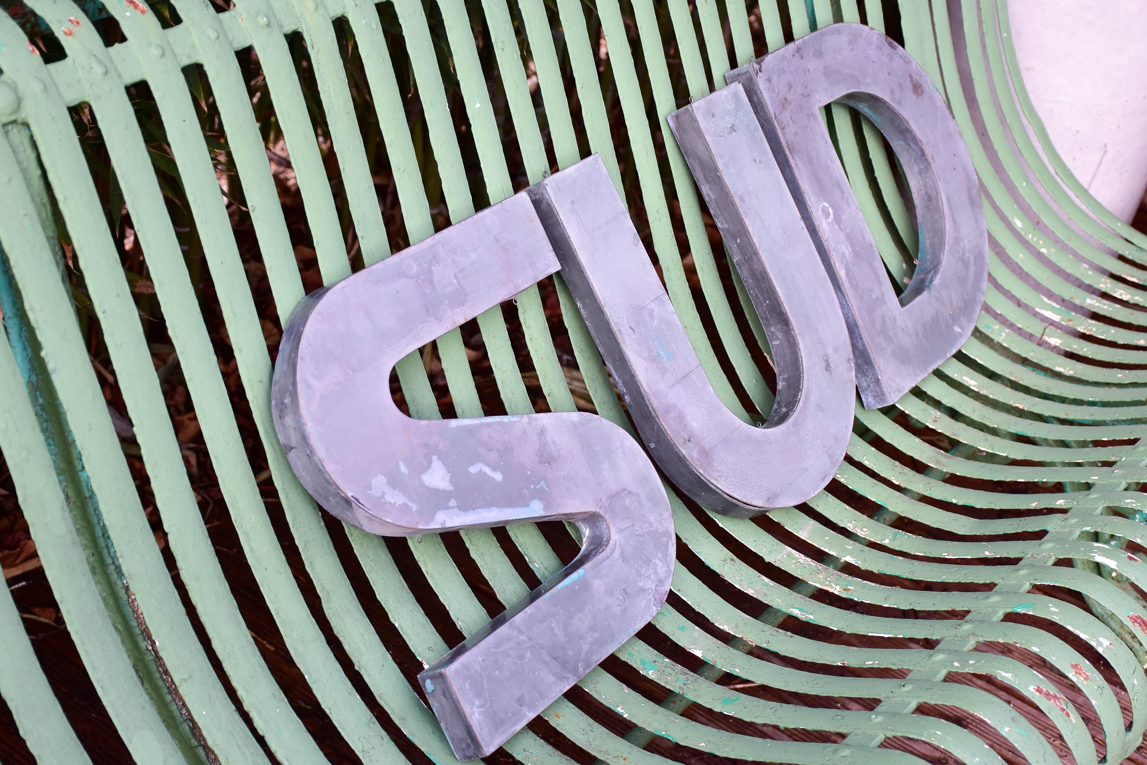 Vintage French zinc letters SUD