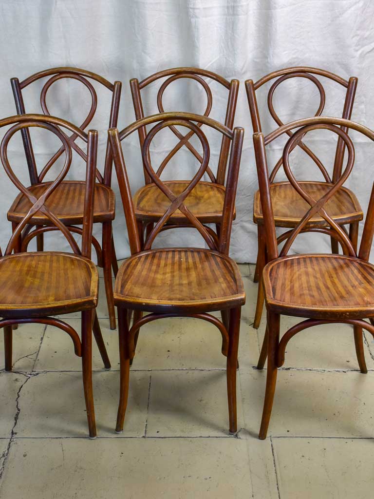 Six late 19th Century French bistro bentwood chairs