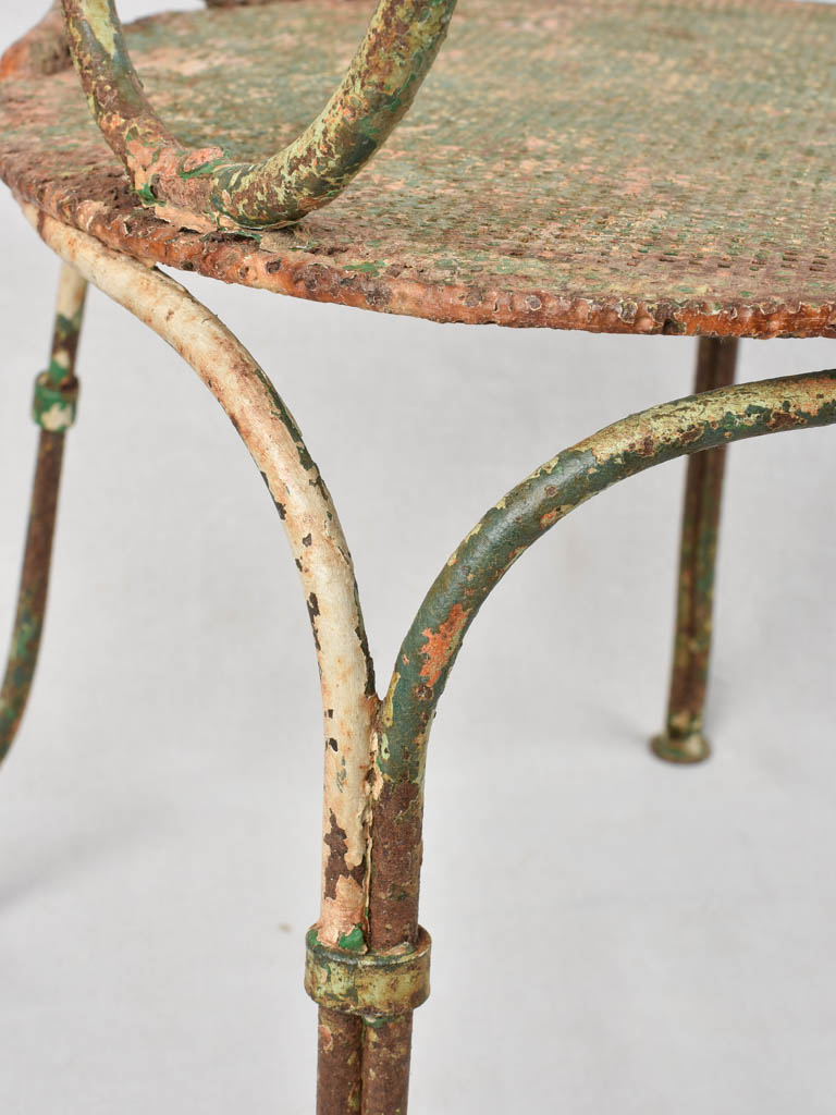 3 heart back garden armchairs with green patina
