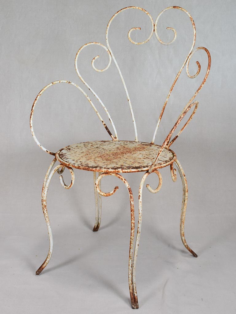 1930's aged white patina armchairs