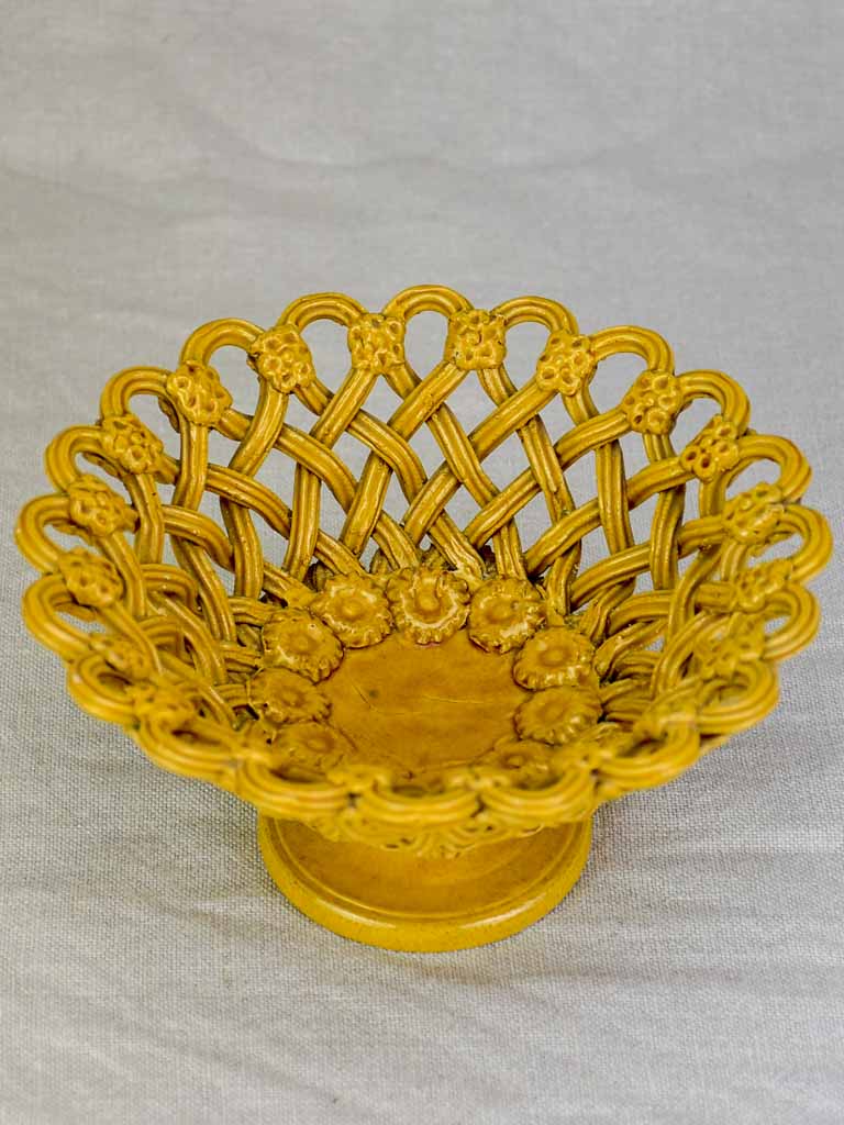 Early 20th Century woven ceramic bowl from Uzes 8"