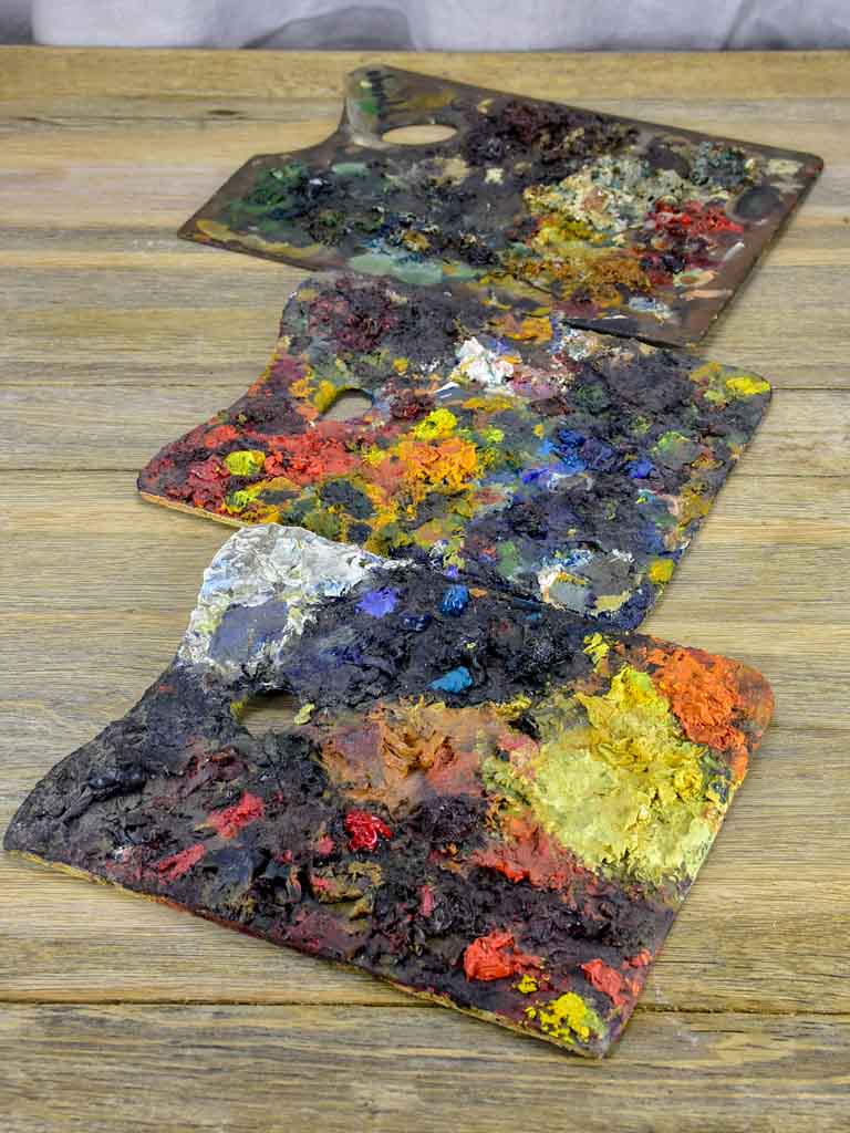 Collection of 3 Vintage French paint palettes