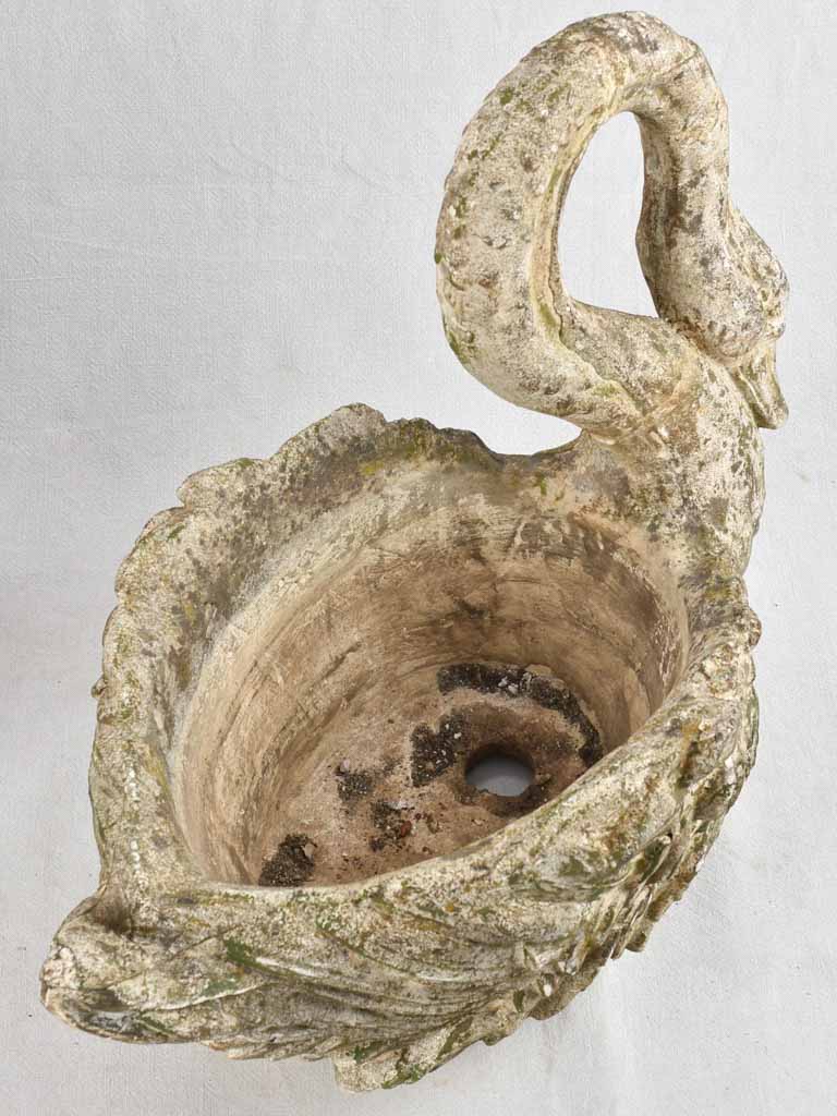 Pair large cement garden swans