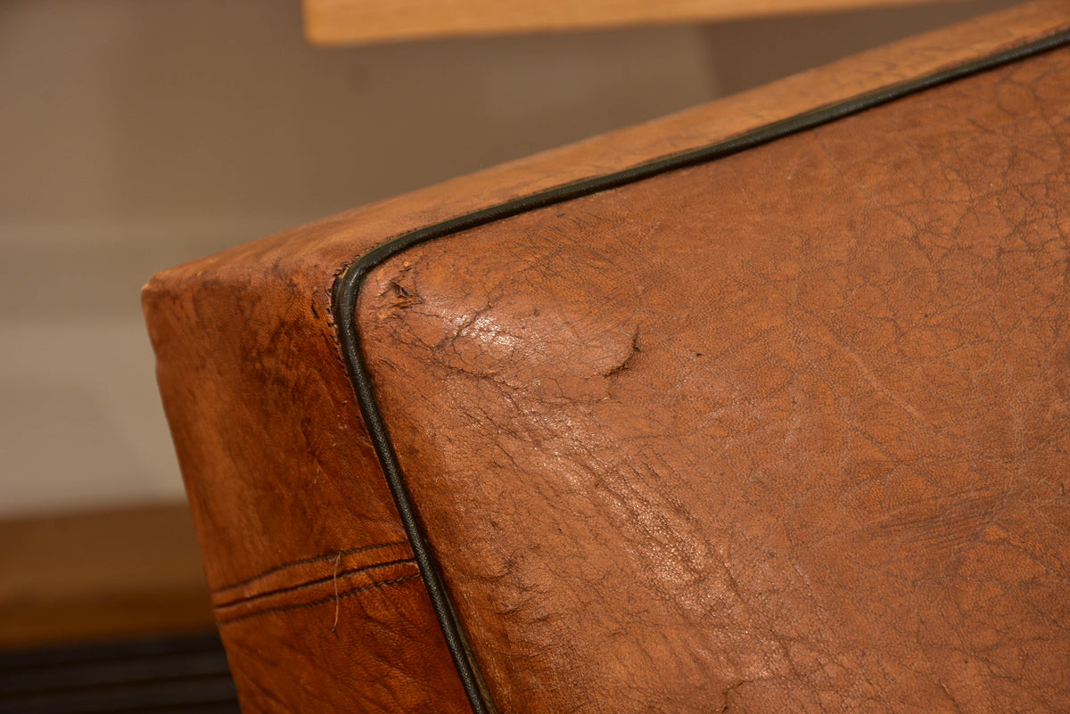 Pair of Art Deco French leather club chairs