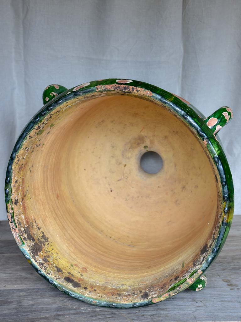 Very large French garden planter with green glaze