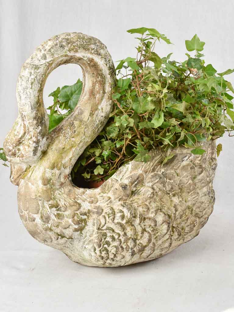 Pair large cement garden swans