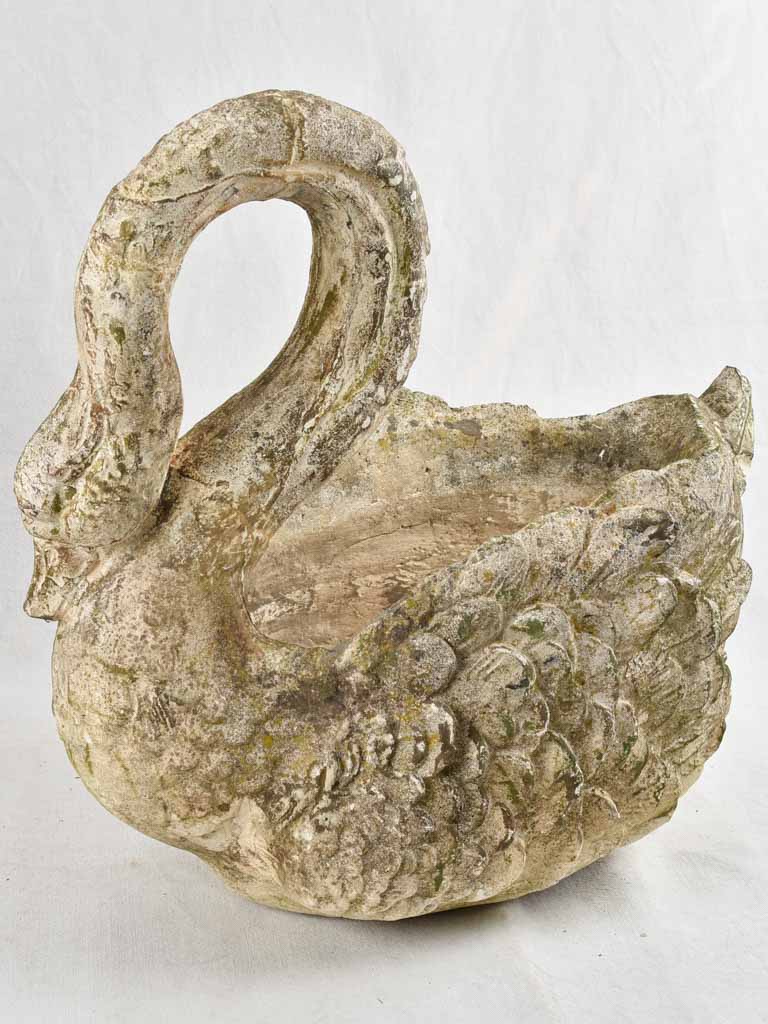 Pair large cement garden swans